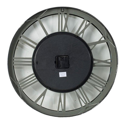 21" Circle Silver Metal and Glass Analog Exposed Gear Wall Clock HomeRoots