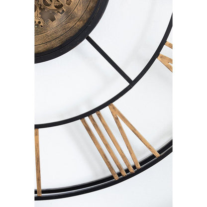 56" Circle Copper Metal and Glass Analog Exposed Gear Wall Clock HomeRoots