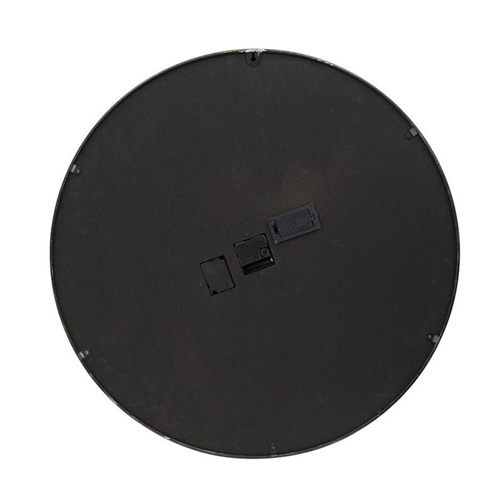 28" Circle Black and Gray Wood and Glass Analog Exposed Gear Wall Clock HomeRoots