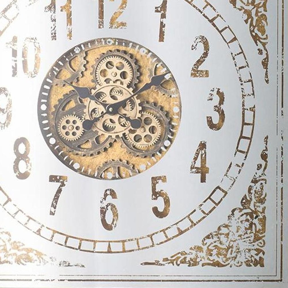 32" Square Gold and Silver Wood and Mirror Analog Exposed Gear Wall Clock HomeRoots