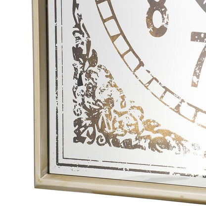 32" Square Gold and Silver Wood and Mirror Analog Exposed Gear Wall Clock HomeRoots