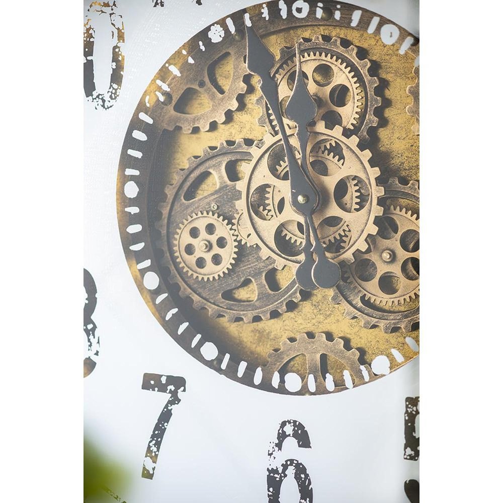 32" Square Gold and Silver Wood and Mirror Analog Exposed Gear Wall Clock HomeRoots