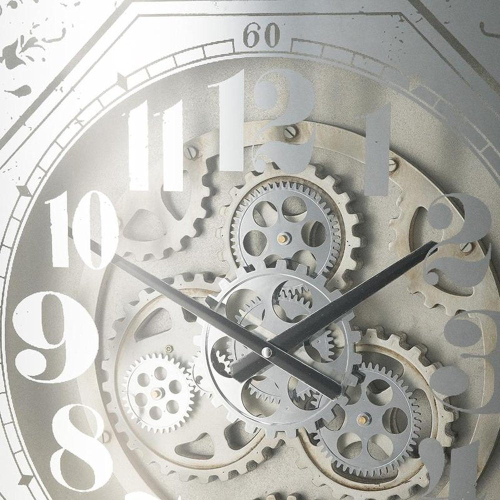 24" Square Gold and Silver Wood and Mirror Exposed Gear Wall Clock HomeRoots