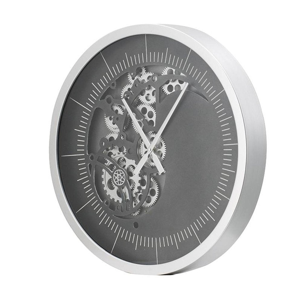 23" Circle Black and Silver Wood and Glass Analog Wall Clock HomeRoots
