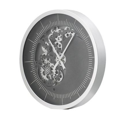 23" Circle Black and Silver Wood and Glass Analog Wall Clock HomeRoots