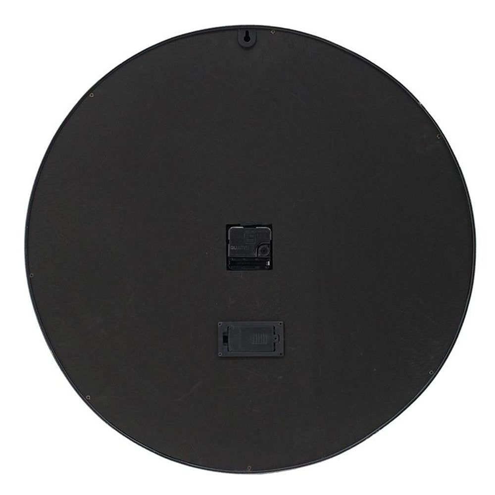 23" Circle Black and Silver Wood and Glass Analog Wall Clock HomeRoots