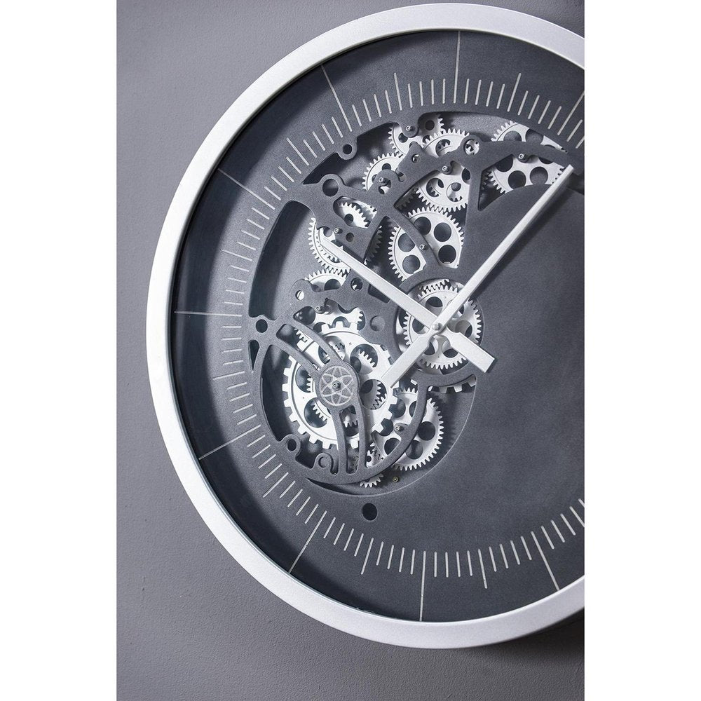 23" Circle Black and Silver Wood and Glass Analog Wall Clock HomeRoots