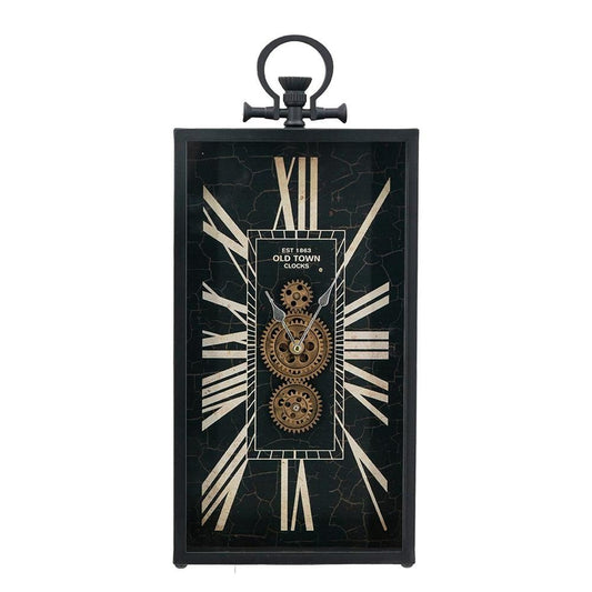 10" Black and Gold Metal and Glass Analog Vintage Style Crackle Wall Clock HomeRoots
