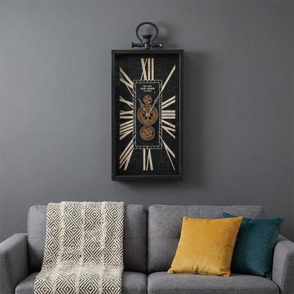 10" Black and Gold Metal and Glass Analog Vintage Style Crackle Wall Clock HomeRoots
