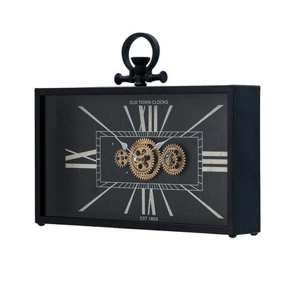 13" Black and Gold Metal and Glass Analog Vintage Style Crackle Wall Clock HomeRoots
