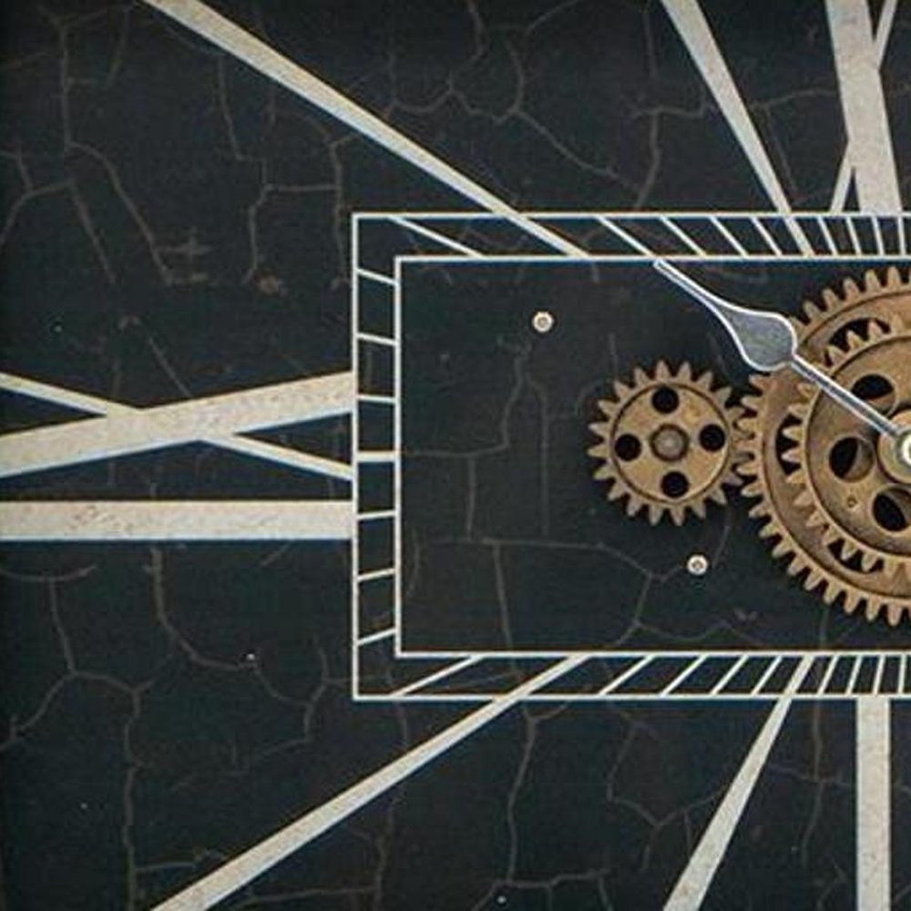 13" Black and Gold Metal and Glass Analog Vintage Style Crackle Wall Clock HomeRoots