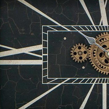 13" Black and Gold Metal and Glass Analog Vintage Style Crackle Wall Clock HomeRoots