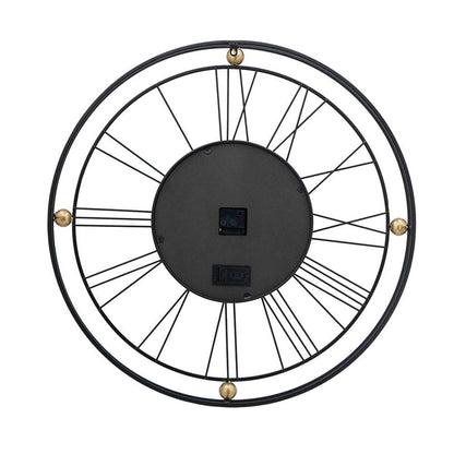 32" Circle Black and Gold Metal and Glass Analog Exposed Gear Wall Clock HomeRoots
