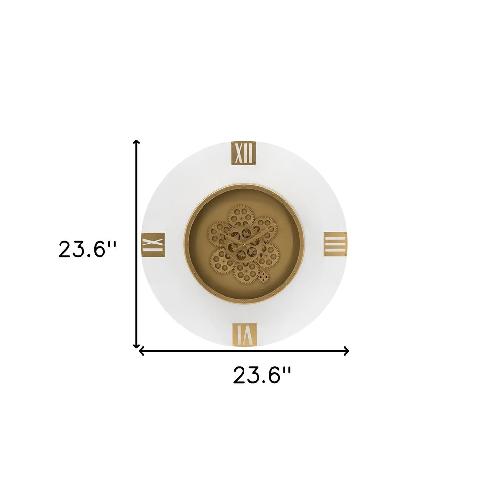 24" Circle Gold Acrylic Analog Wall Clock HomeRoots
