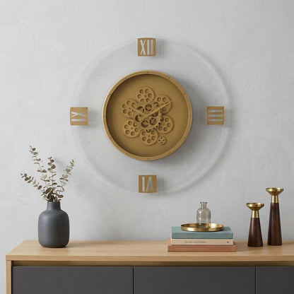 24" Circle Gold Acrylic Analog Wall Clock HomeRoots