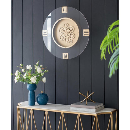 24" Circle Gold Acrylic Analog Wall Clock HomeRoots