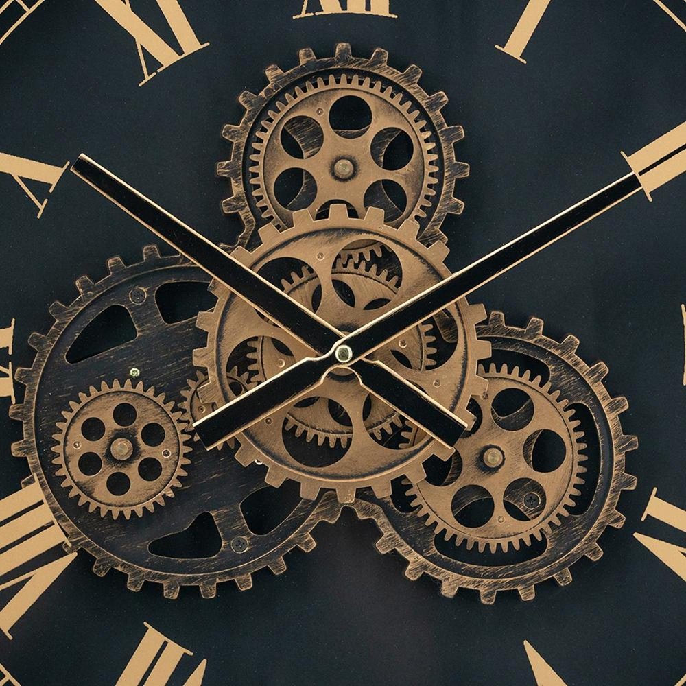 20" Circle Black and Gold Metal and Glass Analog Wall Clock HomeRoots
