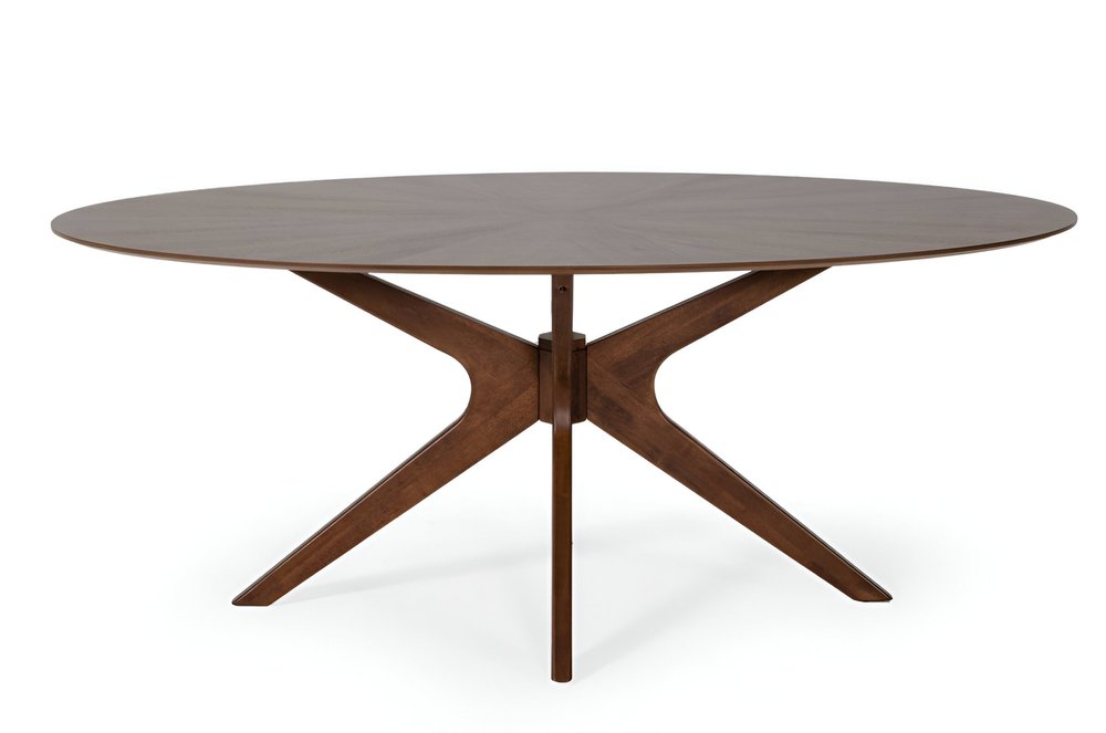 75" Brown Oval Solid Manufactured Wood Pedestal Base Dining Table HomeRoots