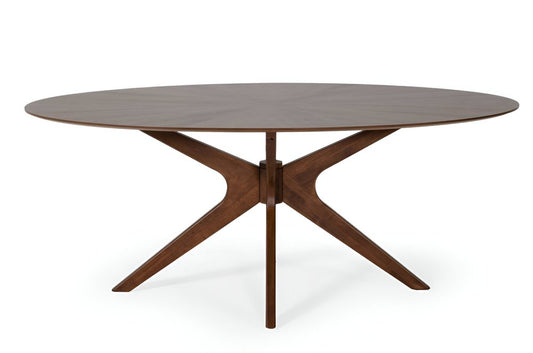 75" Brown Oval Solid Manufactured Wood Pedestal Base Dining Table HomeRoots