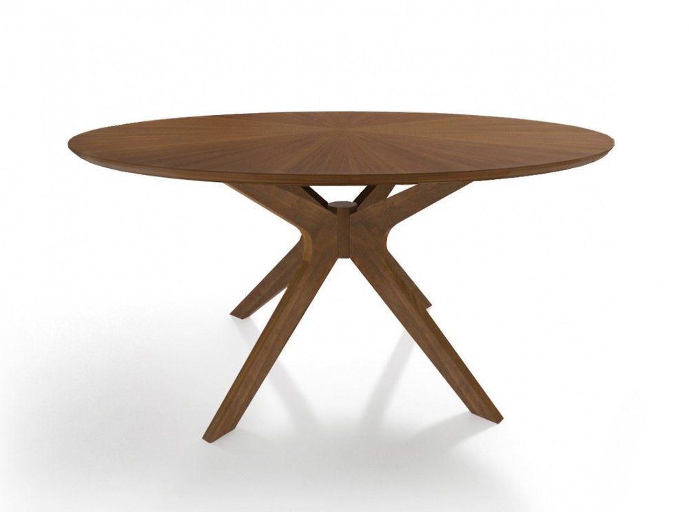 59" Brown Rounded Pedestal Base Dining Table HomeRoots