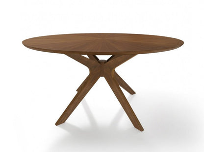 59" Brown Rounded Pedestal Base Dining Table HomeRoots