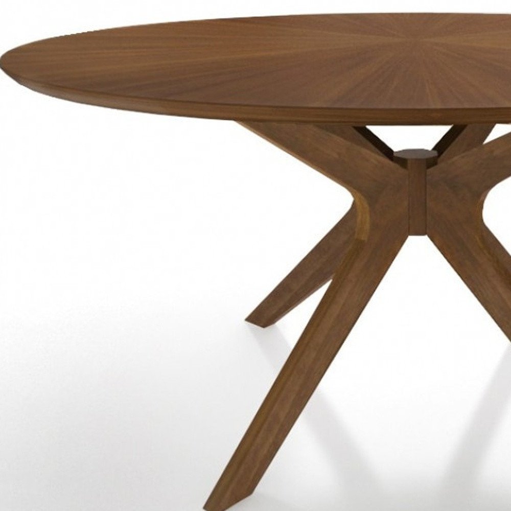 59" Brown Rounded Pedestal Base Dining Table HomeRoots