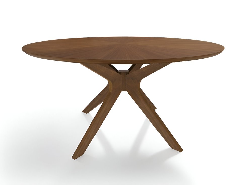 47" Brown Rounded Solid Manufactured Wood Pedestal Base Dining Table HomeRoots
