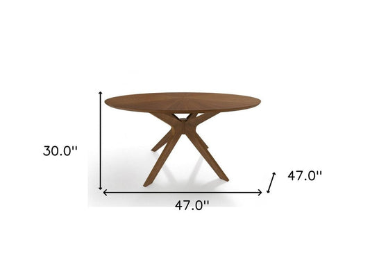 47" Brown Rounded Solid Manufactured Wood Pedestal Base Dining Table HomeRoots