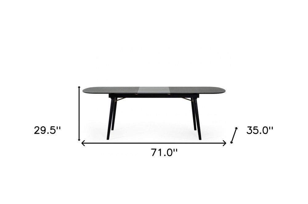 71" Black Rectangular Manufactured Wood Butterfly Leaf Dining Table HomeRoots