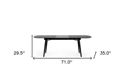 71" Black Rectangular Manufactured Wood Butterfly Leaf Dining Table HomeRoots