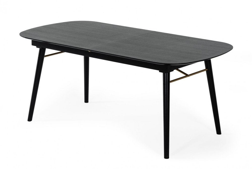 71" Black Rectangular Manufactured Wood Butterfly Leaf Dining Table HomeRoots