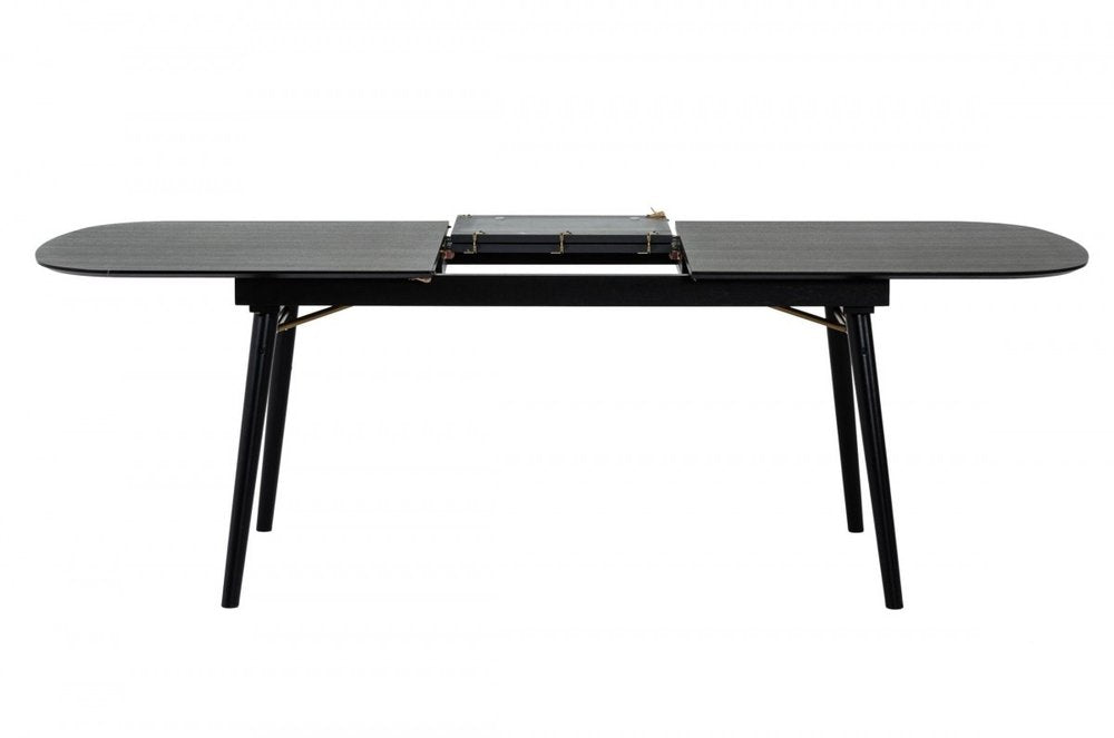 71" Black Rectangular Manufactured Wood Butterfly Leaf Dining Table HomeRoots