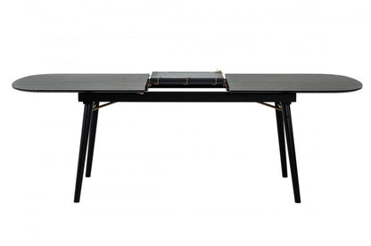 71" Black Rectangular Manufactured Wood Butterfly Leaf Dining Table HomeRoots