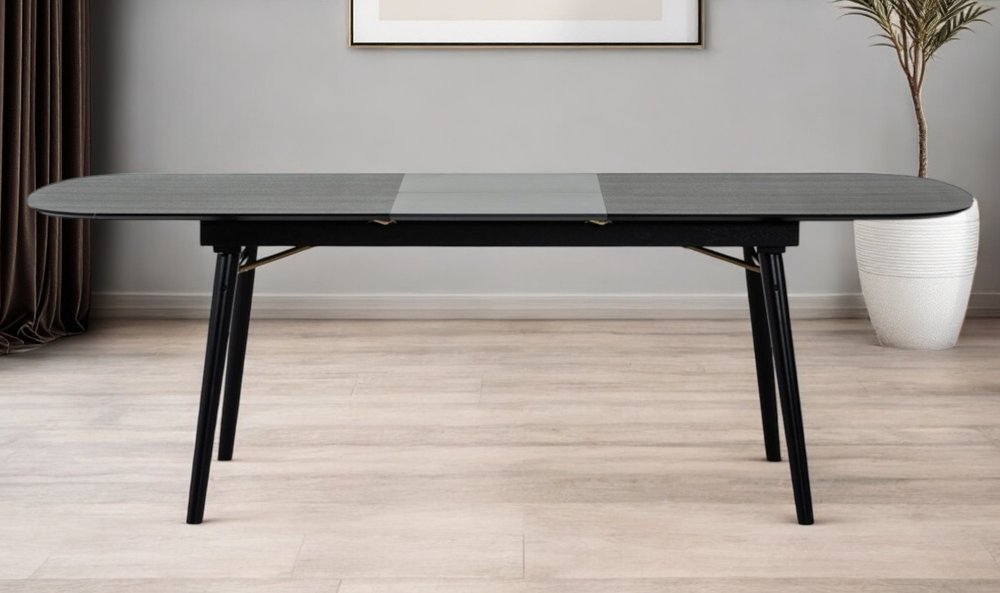 71" Black Rectangular Manufactured Wood Butterfly Leaf Dining Table HomeRoots