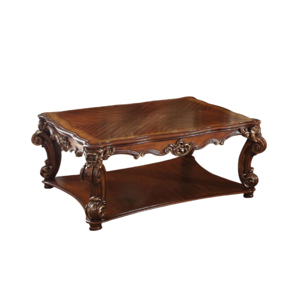 50" Brown Wood Resin and Solid Wood Coffee Table — view 2