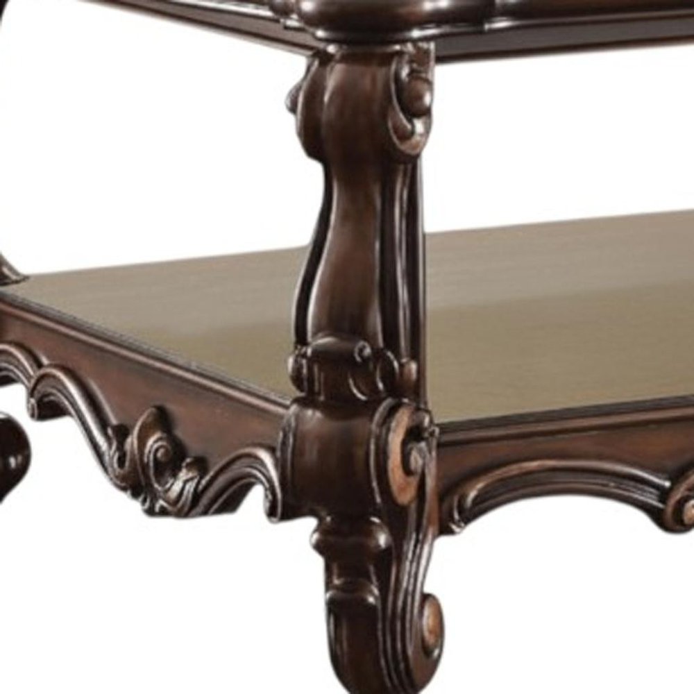 59" Brown and Dark Brown Wood Coffee Table With Shelf HomeRoots