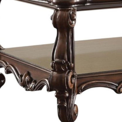 59" Brown and Dark Brown Wood Coffee Table With Shelf HomeRoots
