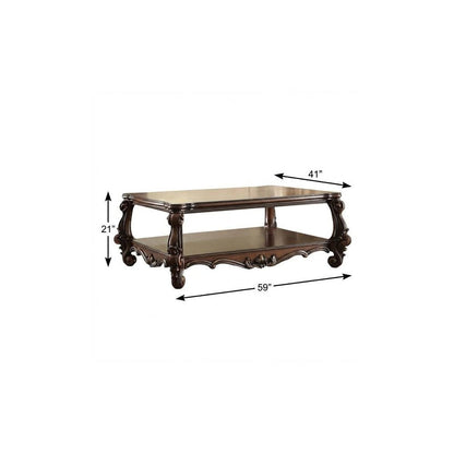 59" Brown and Dark Brown Wood Coffee Table With Shelf HomeRoots