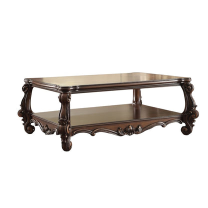 59" Brown and Dark Brown Wood Coffee Table With Shelf HomeRoots