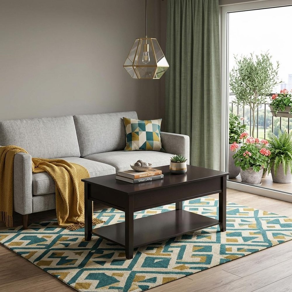 40" Black Wood Lift Top Coffee Table HomeRoots