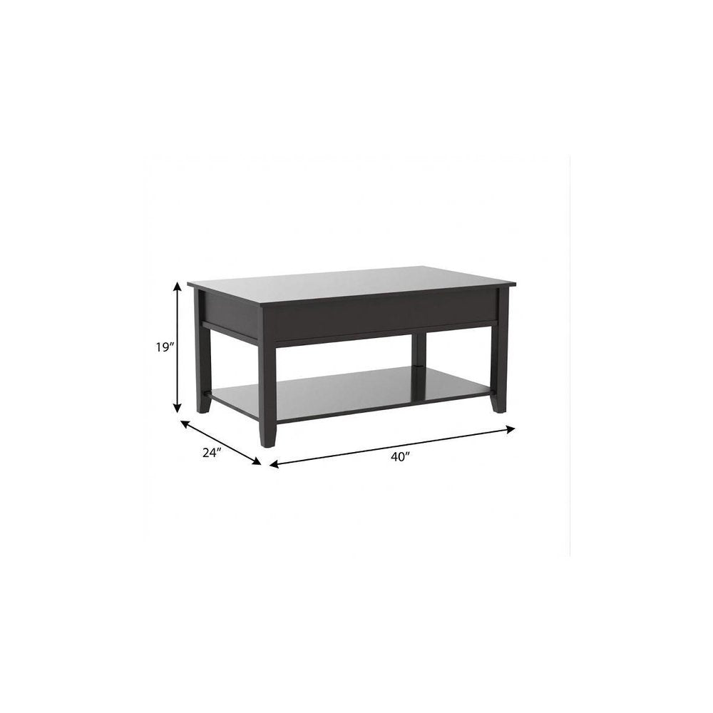 40" Black Wood Lift Top Coffee Table — view 4