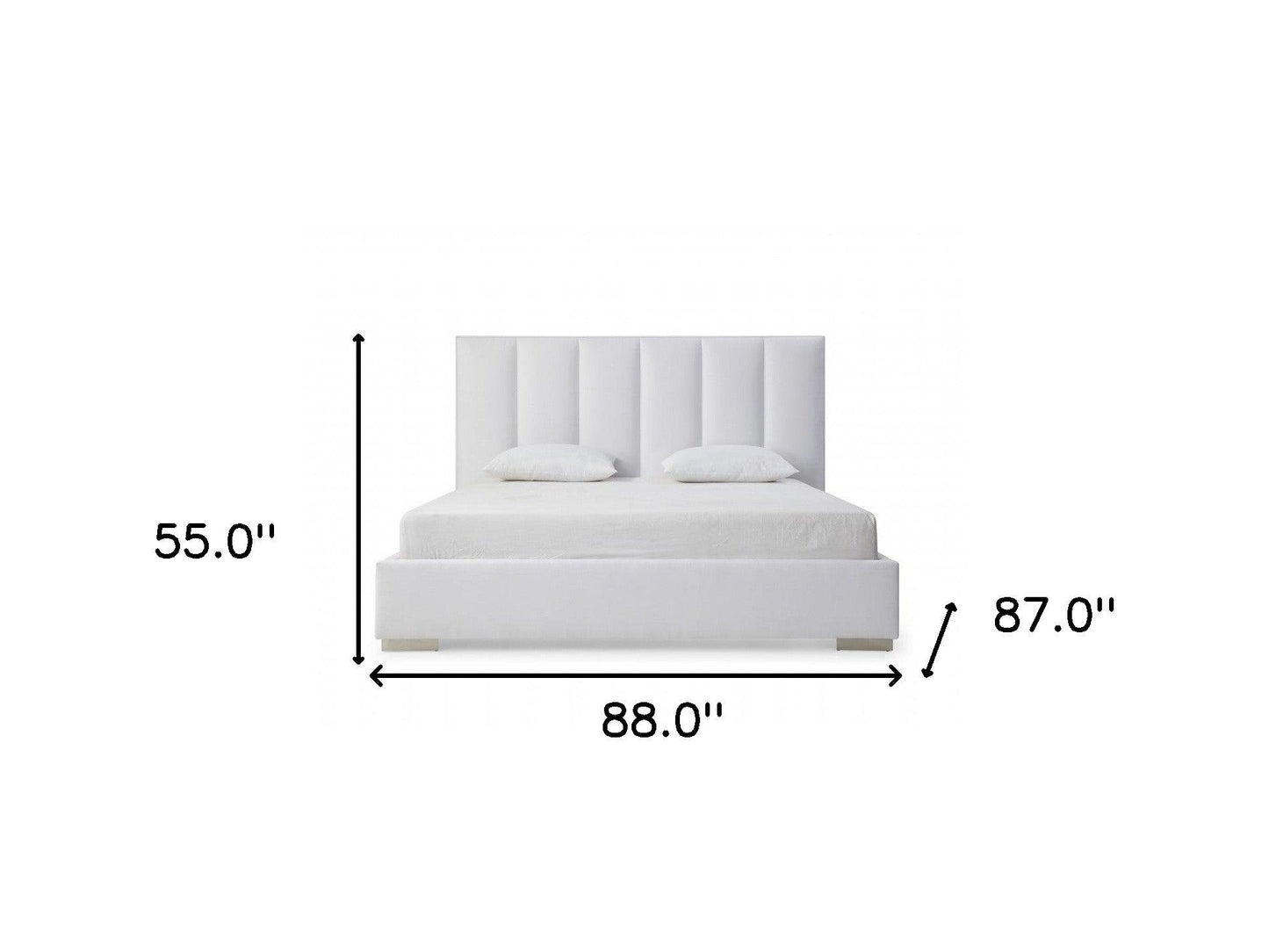 King Size White Upholstered Velvet Bed Frame - FurniFindUSA