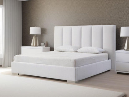 King Size White Upholstered Velvet Bed Frame - FurniFindUSA