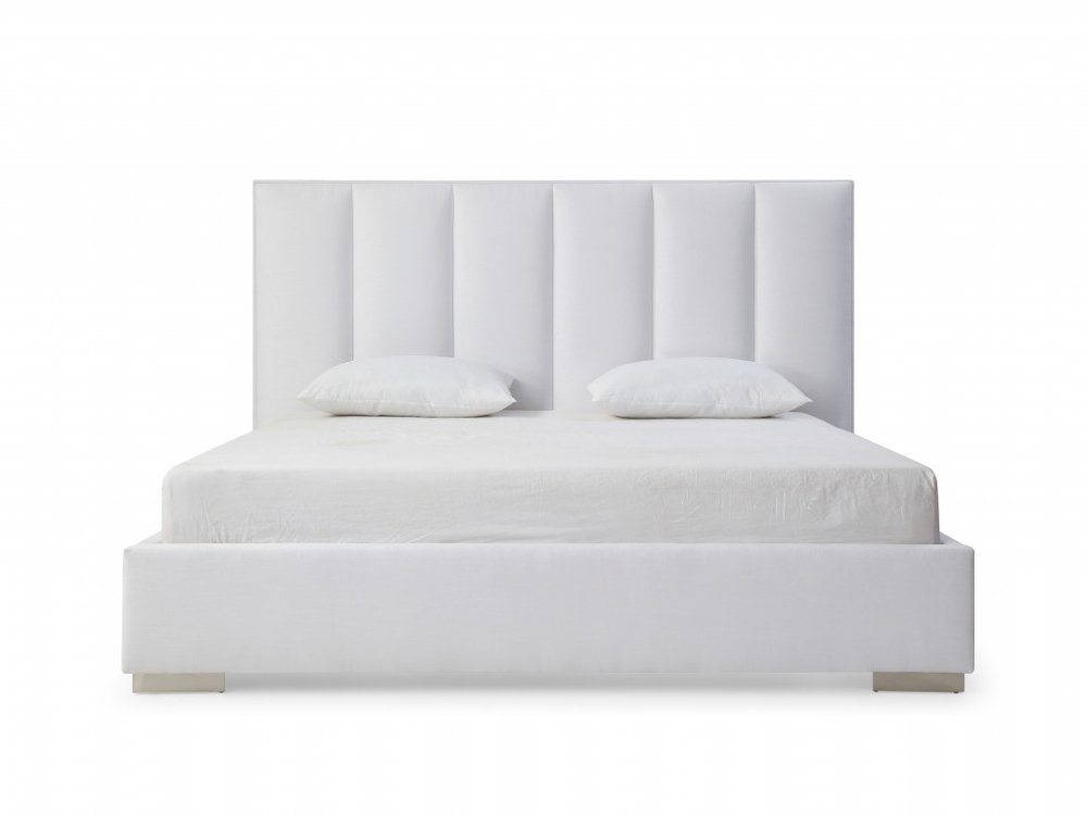 White Ribbed Texture Velvet Upholstered Queen Bed Frame HomeRoots