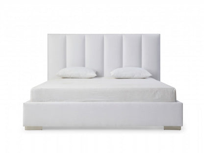 White Ribbed Texture Velvet Upholstered Queen Bed Frame HomeRoots