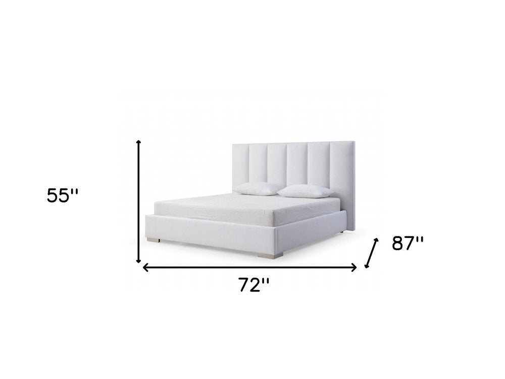 White Ribbed Texture Velvet Upholstered Queen Bed Frame HomeRoots