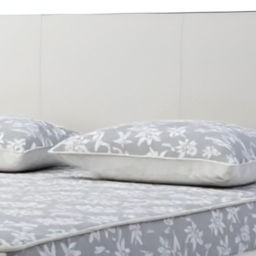 White Wood And Faux Leather King Bed Frame With USB HomeRoots