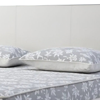 White Wood And Faux Leather King Bed Frame With USB HomeRoots