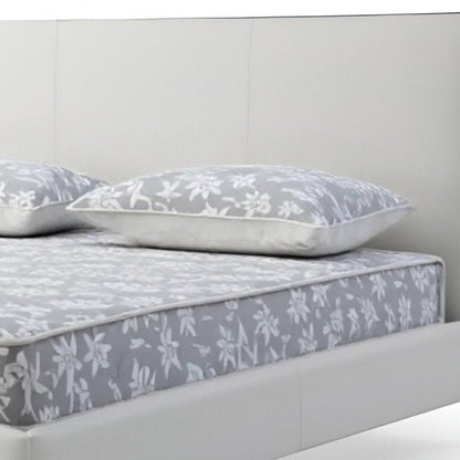 White Wood And Faux Leather King Bed Frame With USB HomeRoots