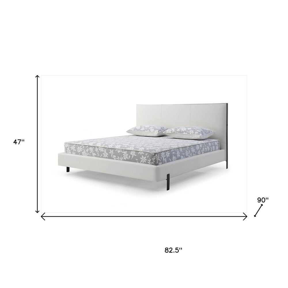White Wood And Faux Leather King Bed Frame With USB HomeRoots